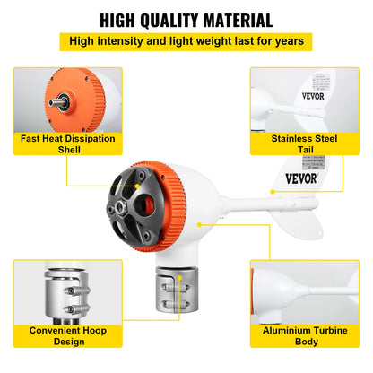 VEVOR Wind Turbine Generator 12V AC 300W-500W Wind Power Generator W/ MPPT Controller 3 5 Blades Auto Adjust Windward Home Use