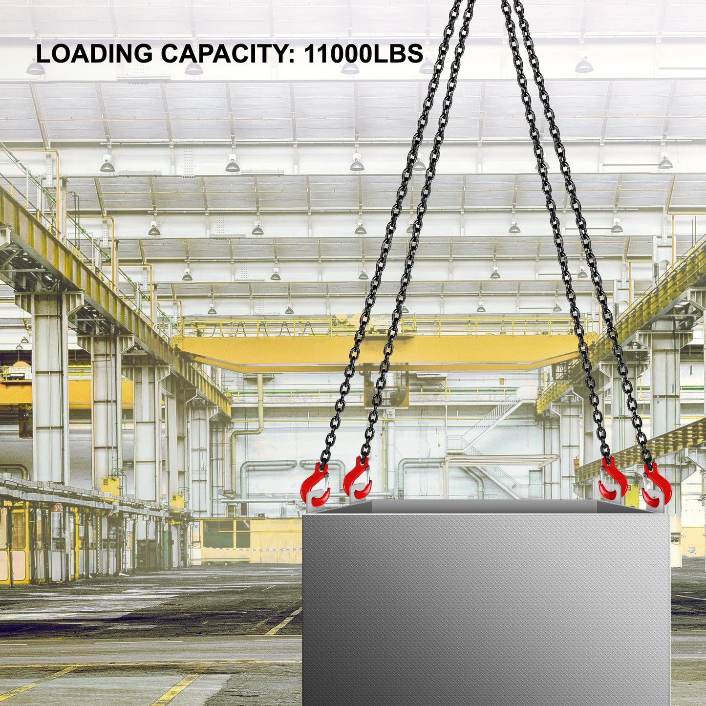 VEVOR Lifting Chain Sling Lifts 5 Tonne 1.5M 3M 4M X 5/16 Inch Heavy Duty With 4 Legs Grade Hooks and Adjuster G80 Alloy Steel