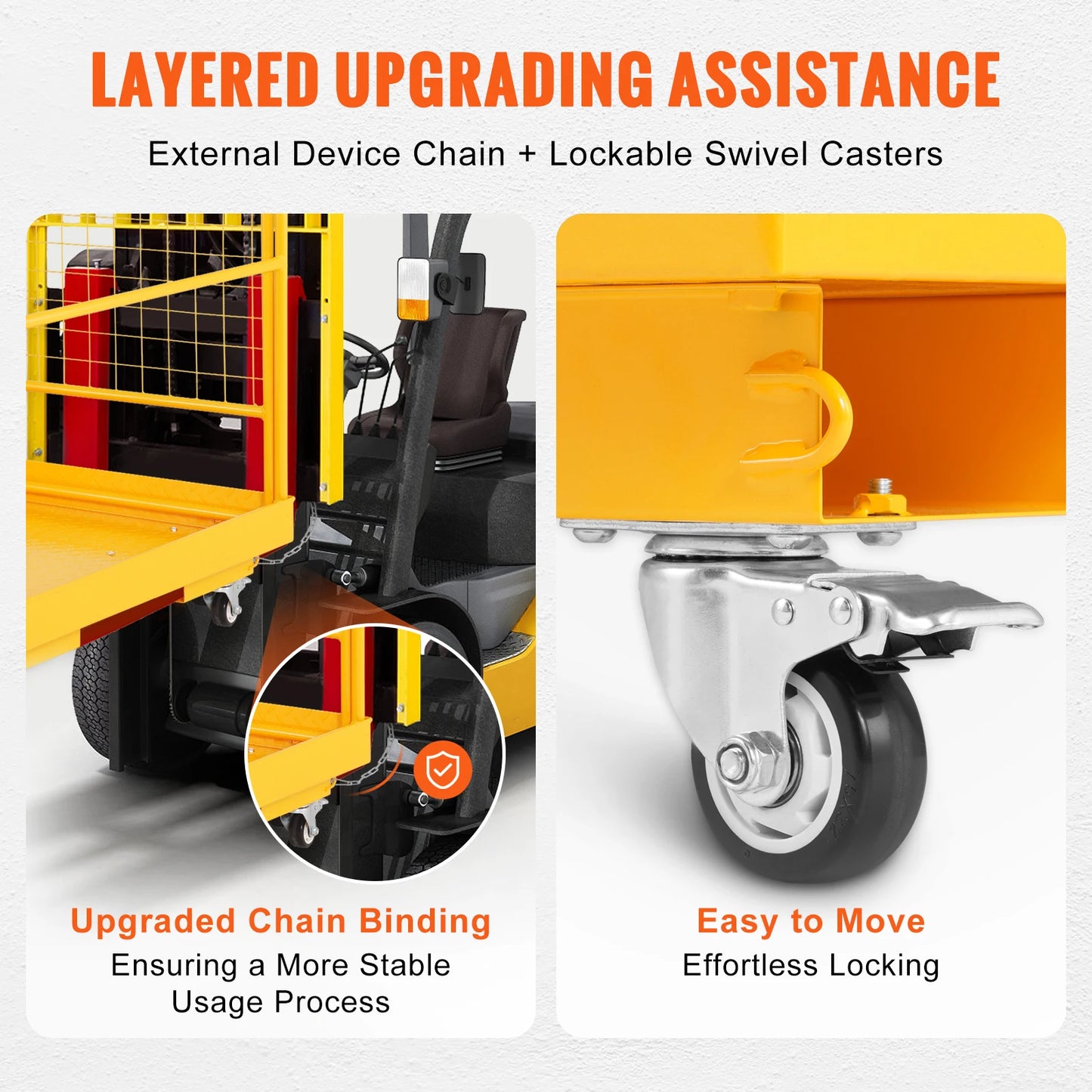 VEVOR 1200lbs Forklift Safety Cage Folding Security Platform with Lockable Swivel Wheels Holds 1 to 2 Adults for Aerial Work