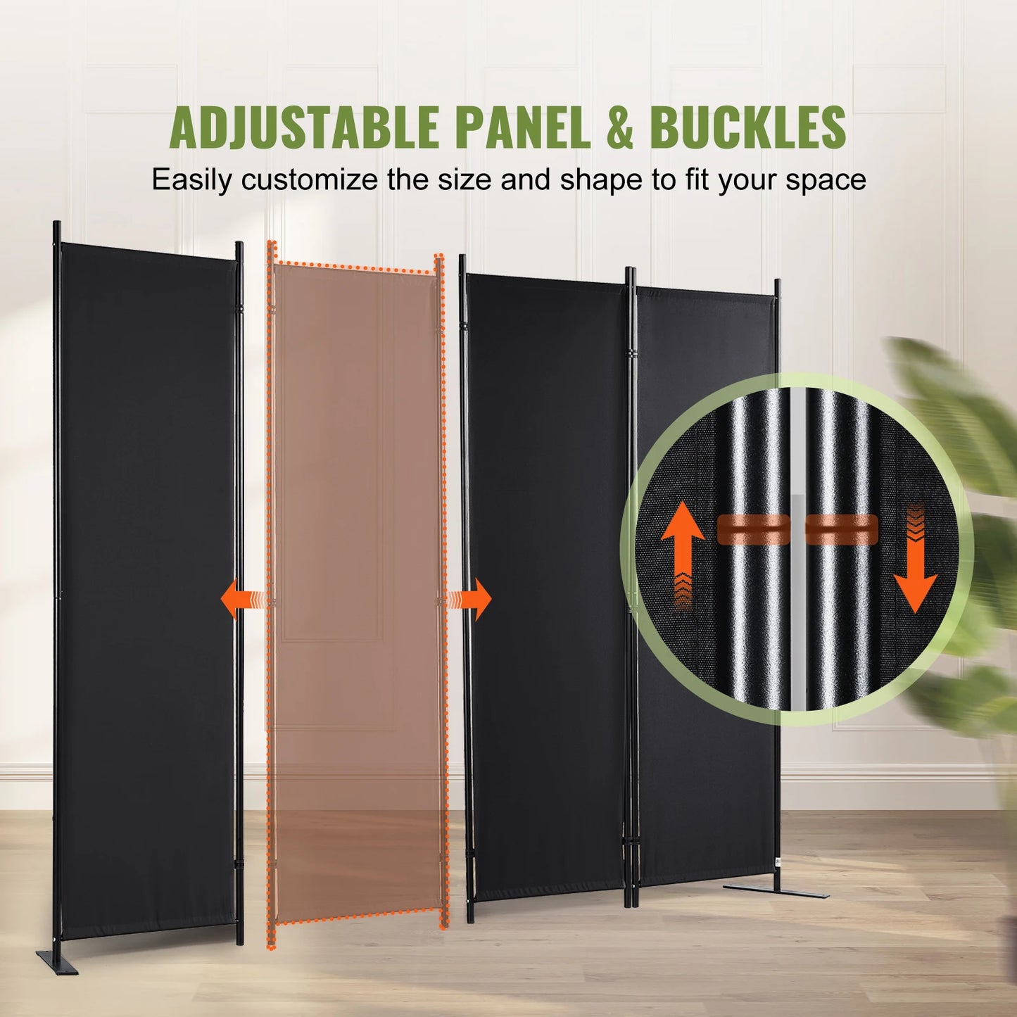VEVOR 4Panel 5.6ft Room Dividers Adjustable In Size & Height Freestanding & Foldable Privacy Screen Partition for Office Home