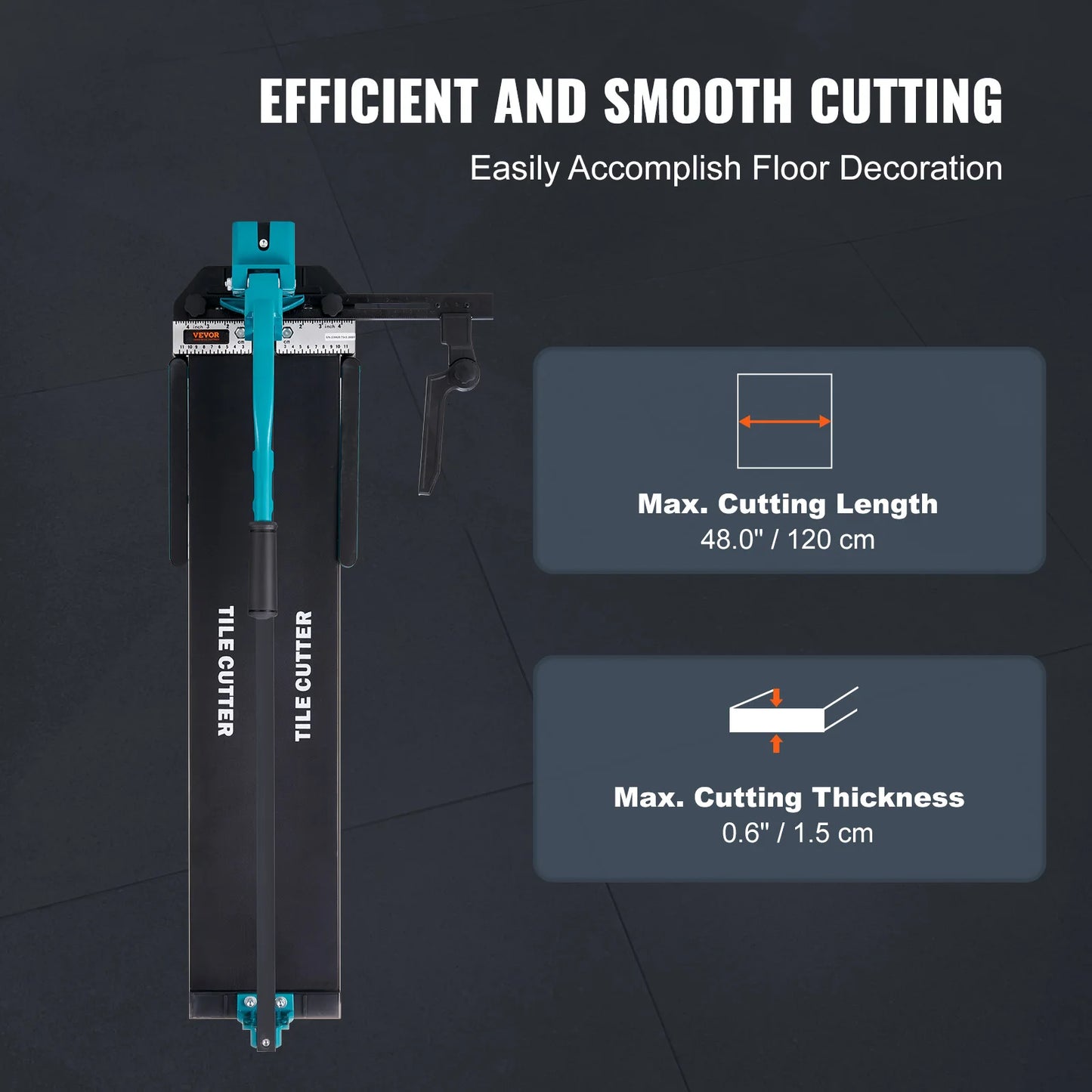 VEVOR Manual Tile Cutter Laser Positioning Single Rails W/ Supporting Feet Professional Push Knife for Cutting Ceramic Porcelain