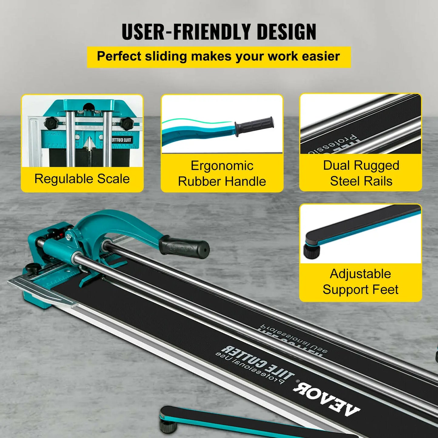 VEVOR Manual Tile Cutter Laser Positioning Double Rails W/ Supporting Feet Professional Push Knife for Cutting Ceramic Porcelain