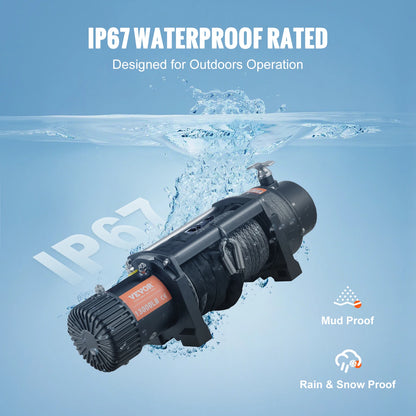 VEVOR 13000lb 12V Electric Winch Nylon Rope Winch ATV Winch with Wireless for Towing Jeep Off-Road SUV Truck Car Trailer Boat