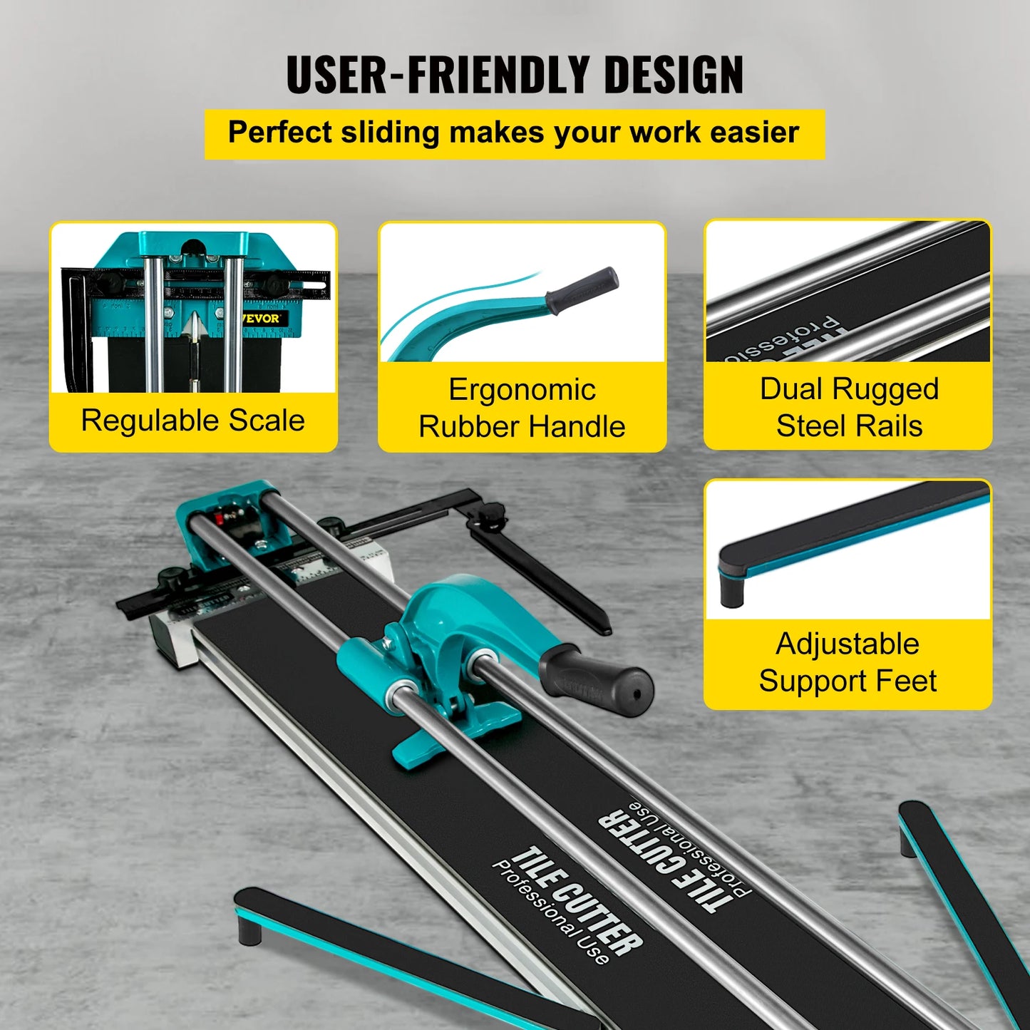 VEVOR 1200MM Tile Cutter, High Precision Manual Ceramic Floor Tiles Tile Cutter, 48 Inch Cutting Machine for Precision Cutting