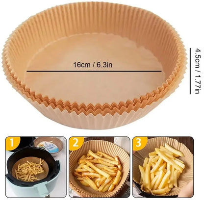 50/100pcs Air Fryer Disposable Paper Round/Square/Rectangle Liner Non Stick Special Round Size Baking Papers Kitchen Accessories
