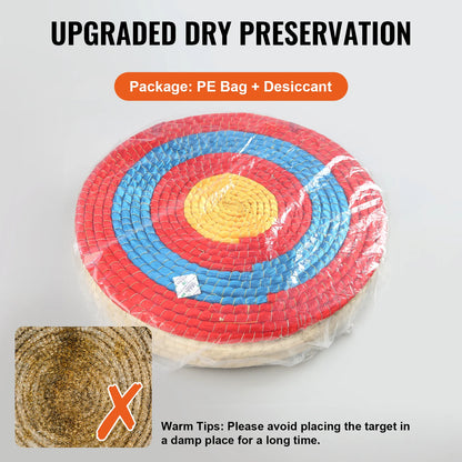 VEVOR 20in Traditional Solid Straw Round Archery Target Shooting Bow Coloured Rope Target 3/5 Layer for Shooting Practice
