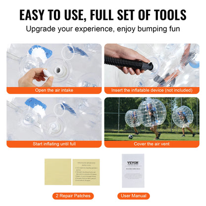 VEVOR 2-Pack Inflatable Bumper Balls 4FT/1.2M Body Zorb Ball Aults Kids Bubble Soccer Balls PVC Blow Up Toy for Teen & Adult