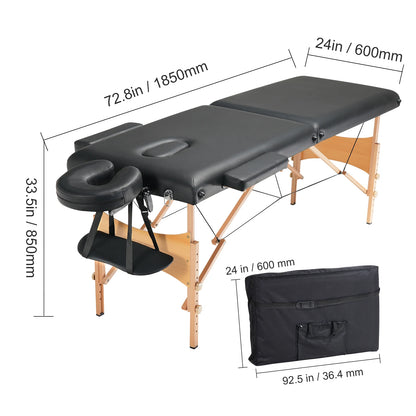 VEVOR Portable Massage Table Folding Lightweight Adjustable Salon Tattoo Bed for Massage Center Spa Therapy Clinic Home Beauty