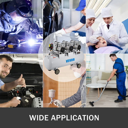 VEVOR 100L Air Compressor With Twin Pressure Gauge Safe Solenoid Valve 3HP 22 Gallon Ultra Quiet Silent Oil-free Air Compressor