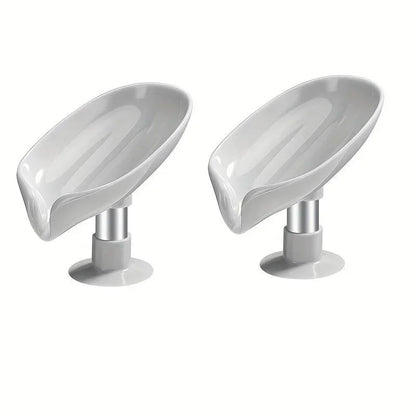 2pcs Drain Soap Holder Leaf Shape Soap Box Suction Cup Tray Drying Rack for Shower Sponge Container Kitchen Bathroom Accessories