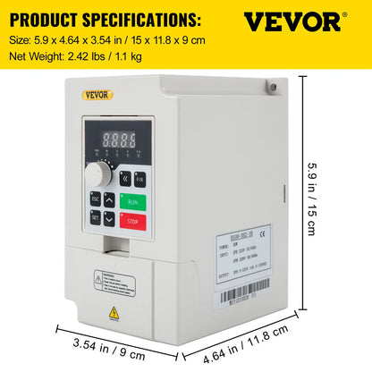 VEVOR 2.2/3/4/7.5KW VFD Frequency Inverter 110V/220V 1/3P Input 3P Output Variable Frequency Drive CNC Motor Inverter Converter
