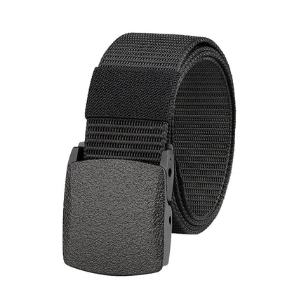 Metal Free Nylon Belt, MEN'S Tactical Woven Plastic Buckle Belt Outdoor Versatile Perforated Canvas Nylon Belt