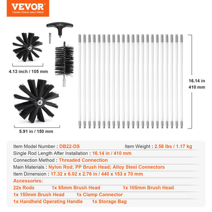 VEVOR Dryer Vent Cleaner Kit Flexible Lint Trap Brush Reinforced Nylon Duct Cleaning Tools Dryer Vent Brush Dryer Cleaning Kit
