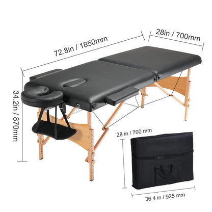 VEVOR Portable Massage Table Folding Lightweight Adjustable Salon Tattoo Bed for Massage Center Spa Therapy Clinic Home Beauty