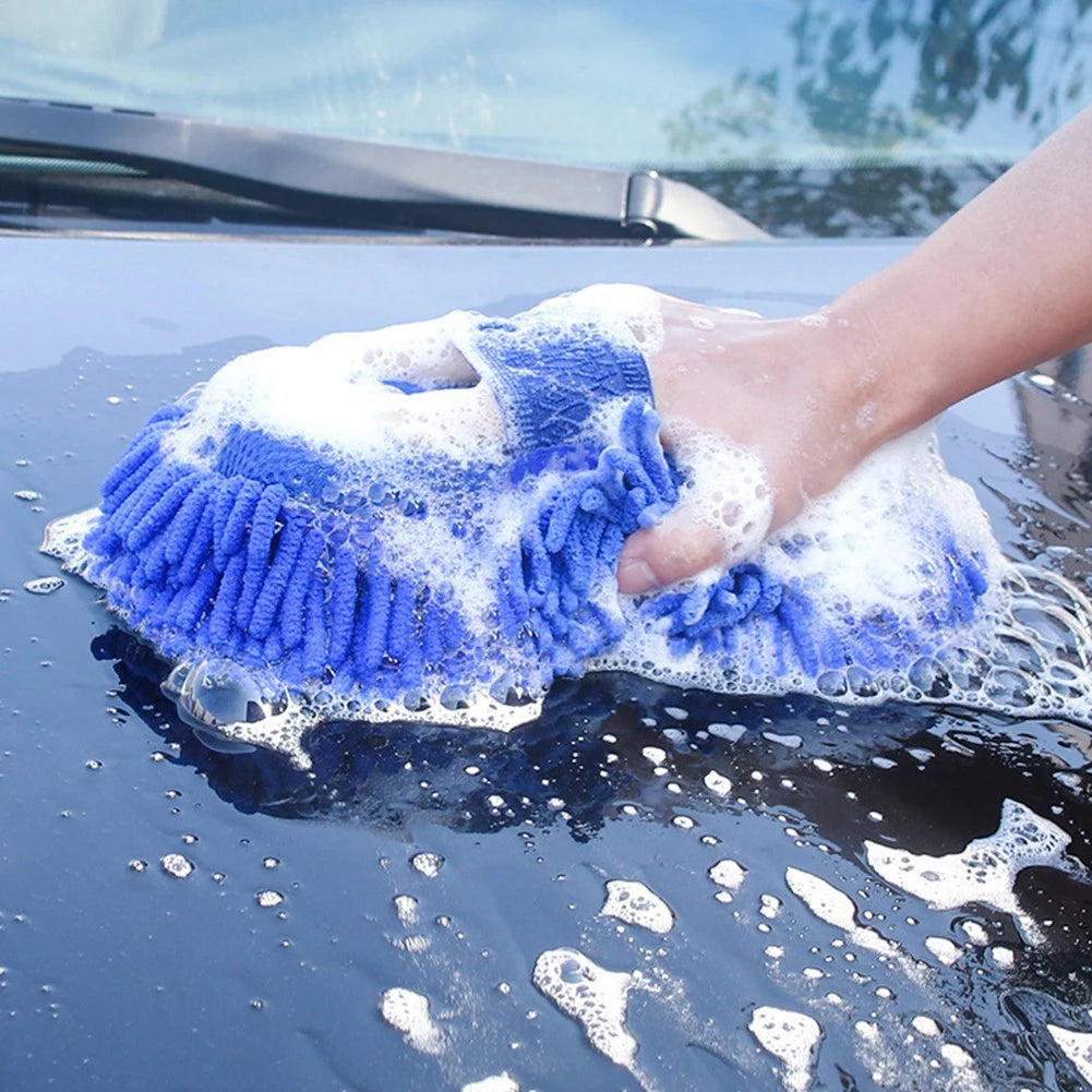 Auto Blue Microfiber Chenille Car Wash Sponge Care Washing Brush Pad Cleaning Tools Auto Washing Towel Glove Styling Accessories