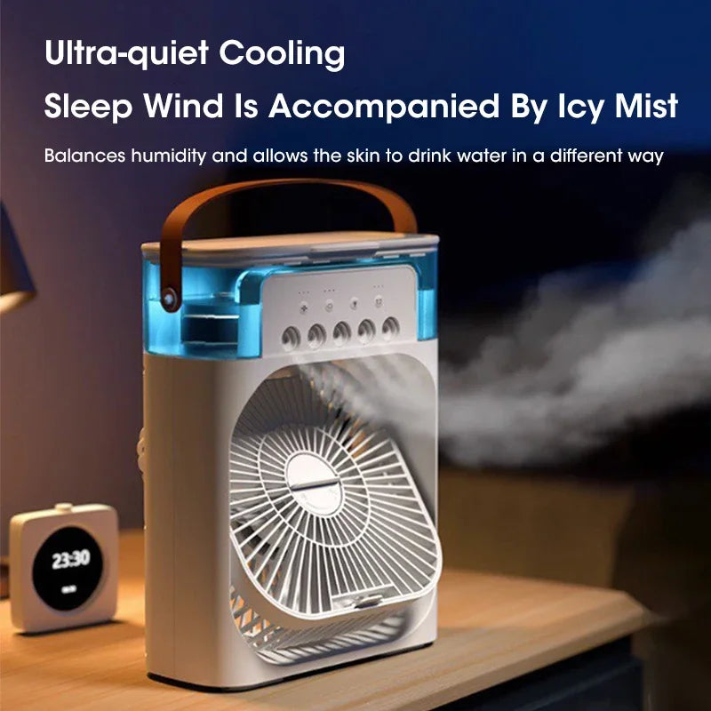 3 In 1 Portable Humidifier Fan Air Conditioners USB Electric Fan LED Night Light Water Mist Fun Air Cooler Humidifie For Home