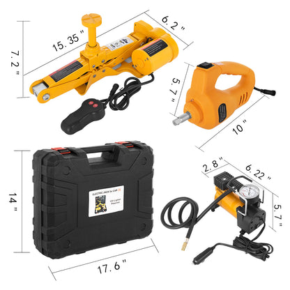 VEVOR 3 Ton Electric Car Jack Lifting Set DC 12V Car Scissor Floor Jack Kit + Impact Wrench + Air Pump SUV Auto Car Repair Tools