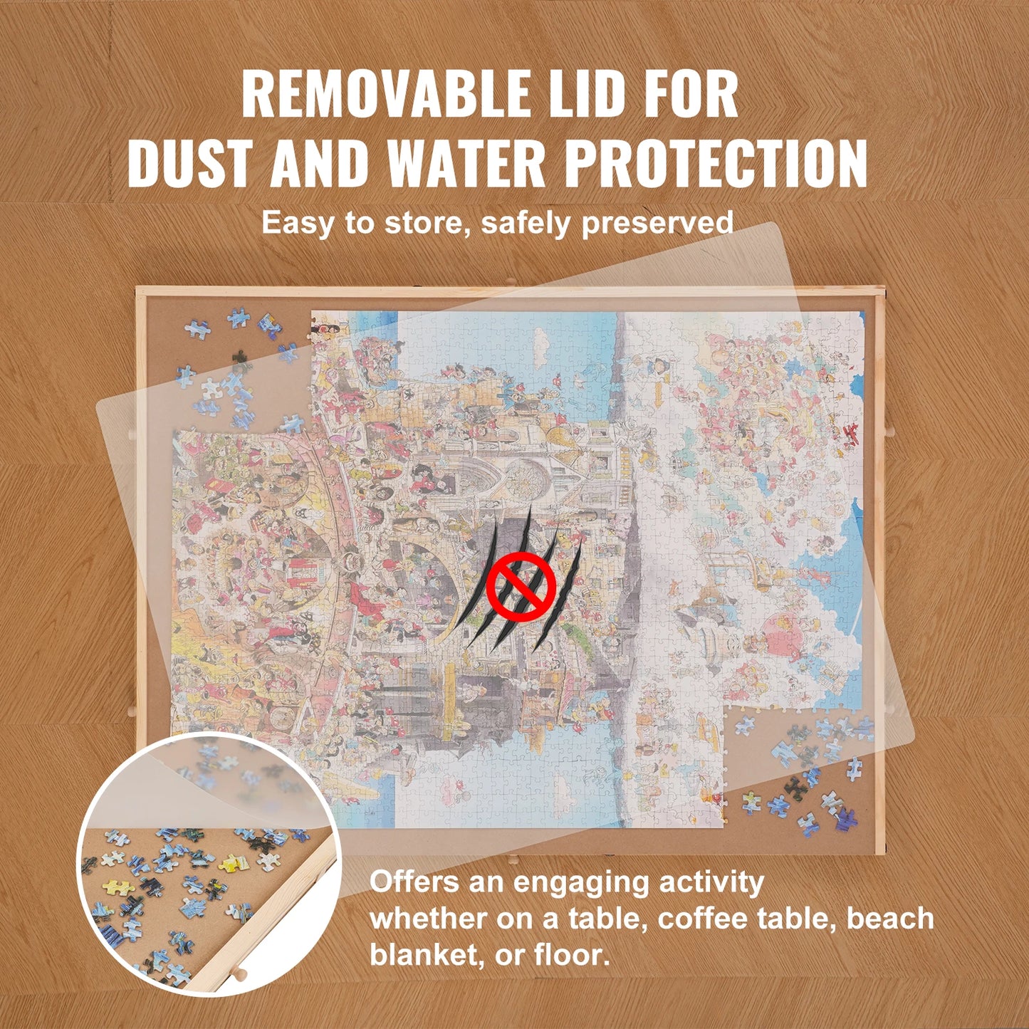 VEVOR 1500 -2000 Piece Rotating Puzzle Board Wooden Jigsaw Puzzle Table with 6 Drawers and Cover for Adults and Kids