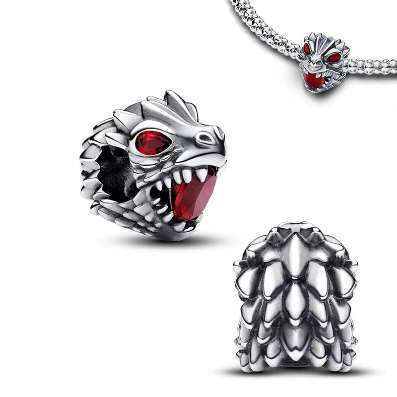 New 925 Sterling Silver Fashion Women's Wolf Head Dumbo Pendant Beads Suitable for Pandora Bracelet Necklace DIY Fine Jewelry