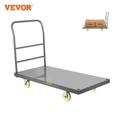 VEVOR Platform Truck 2000lbs Capacity Steel flatbed Tool Cart 47" L x 24" W x 32" H Flat Dolly Hand Trucks with 5" Nylon Casters