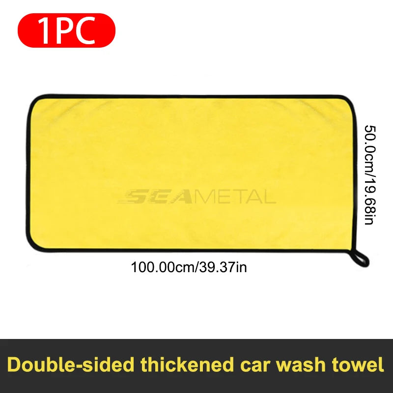 SEAMETAL Microfiber Car Cleaning Towel 600GSM Wash Towels Car Double-Sided Soft Cloth Auto Detailing Care Washing Drying Rags
