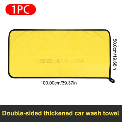SEAMETAL Microfiber Car Cleaning Towel 600GSM Wash Towels Car Double-Sided Soft Cloth Auto Detailing Care Washing Drying Rags