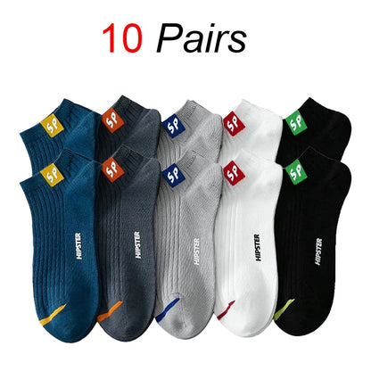 5 Pairs Men Bright Colored Ankle Socks Breathability Fashionable Casual Street Style Deodorizing Invisible Travel Running Socks