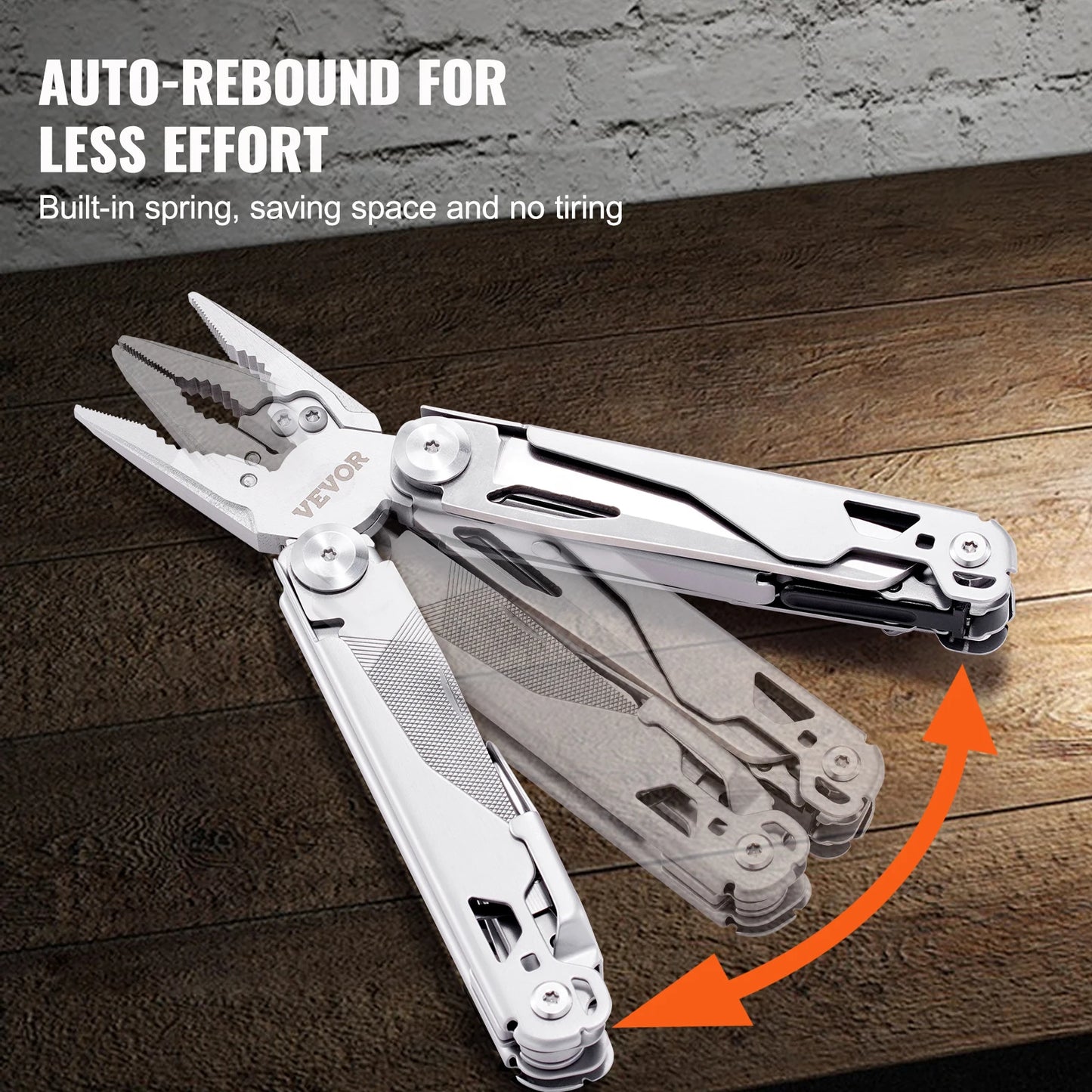 VEVOR 16 17-In-1 Multitool Pliers Multi Tool Pliers Cutters Knife Scissors Ruler Screwdrivers Wood Saw, Can Bottle Opener