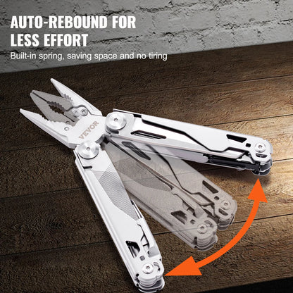 VEVOR 16 17-In-1 Multitool Pliers Multi Tool Pliers Cutters Knife Scissors Ruler Screwdrivers Wood Saw, Can Bottle Opener