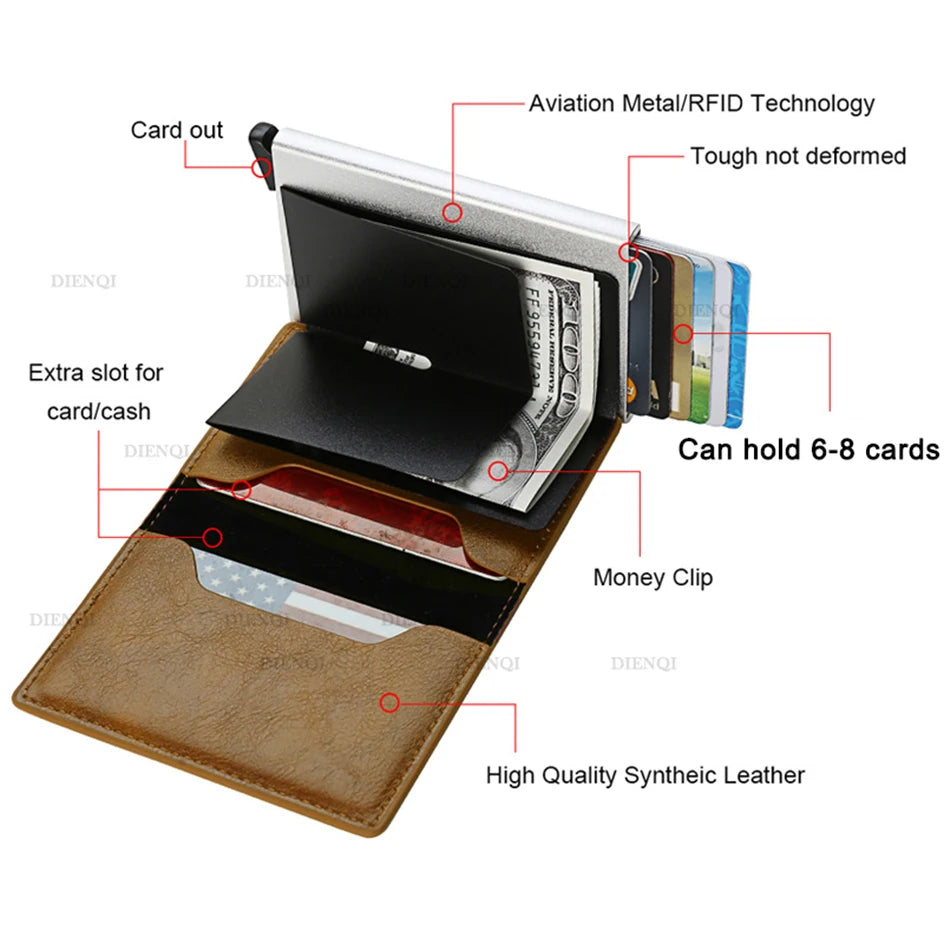 Rfid Credit Card Holder Men Wallets Bank Cardholder Case Small Leather Slim Thin Magic Mini Wallet Smart Minimalist Wallet 2023