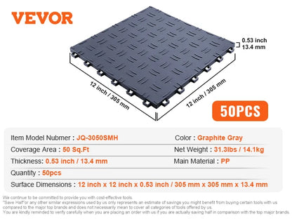 VEVOR Garage Tiles Interlocking Garage Floor Covering Tiles Non-Slip Double-Sided Texture for Garages Basements Repair Shops