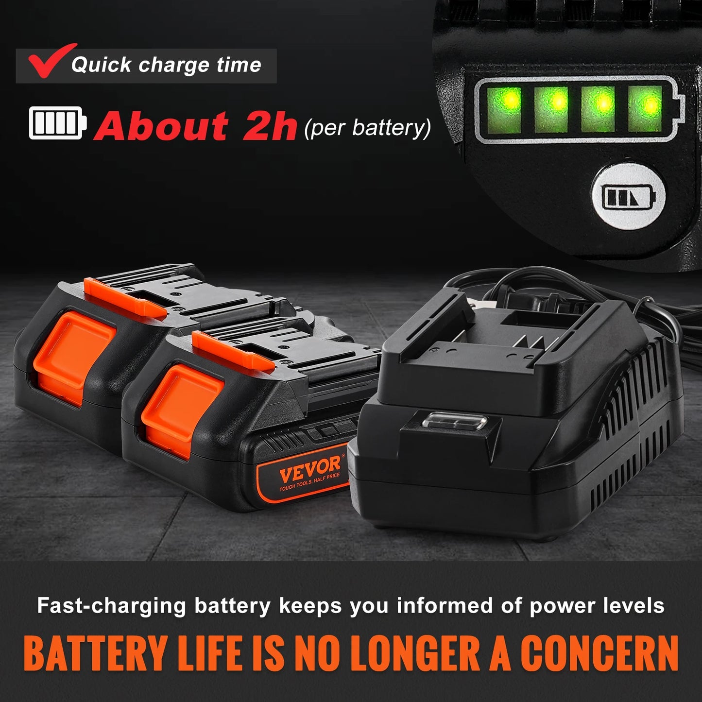 VEVOR 10000PSI 20-Volt Cordless Electric Grease Gun Kit Battery Powered with Two Batteries Carrying Case Charger Included