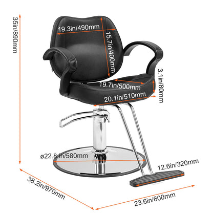 VEVOR Salon Chair Max Load Weight 330 lbs Black 360° Swivel Hair Barber Chair with Footrest for Beauty Spa Shampoo