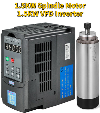 VEVOR Air Cooled Spindle Motor 0.8KW 1.5KW 2.2KW 4KW Variable Frequency Drive VFD Inverter 220V for CNC Engraving Milling Grind