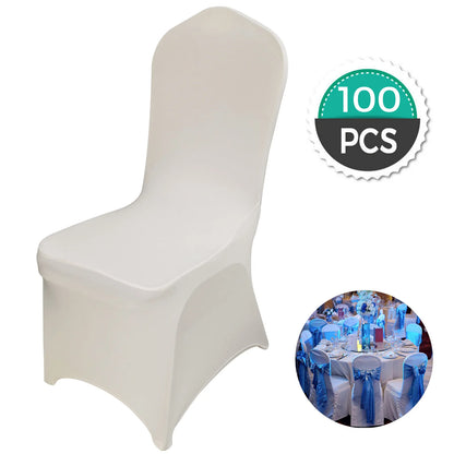 VEVOR 100Pcs Wedding Chair Covers Stretch Polyester Spandex Slipcover Folding Flat Front Chair Covers for Hotel Dining Party
