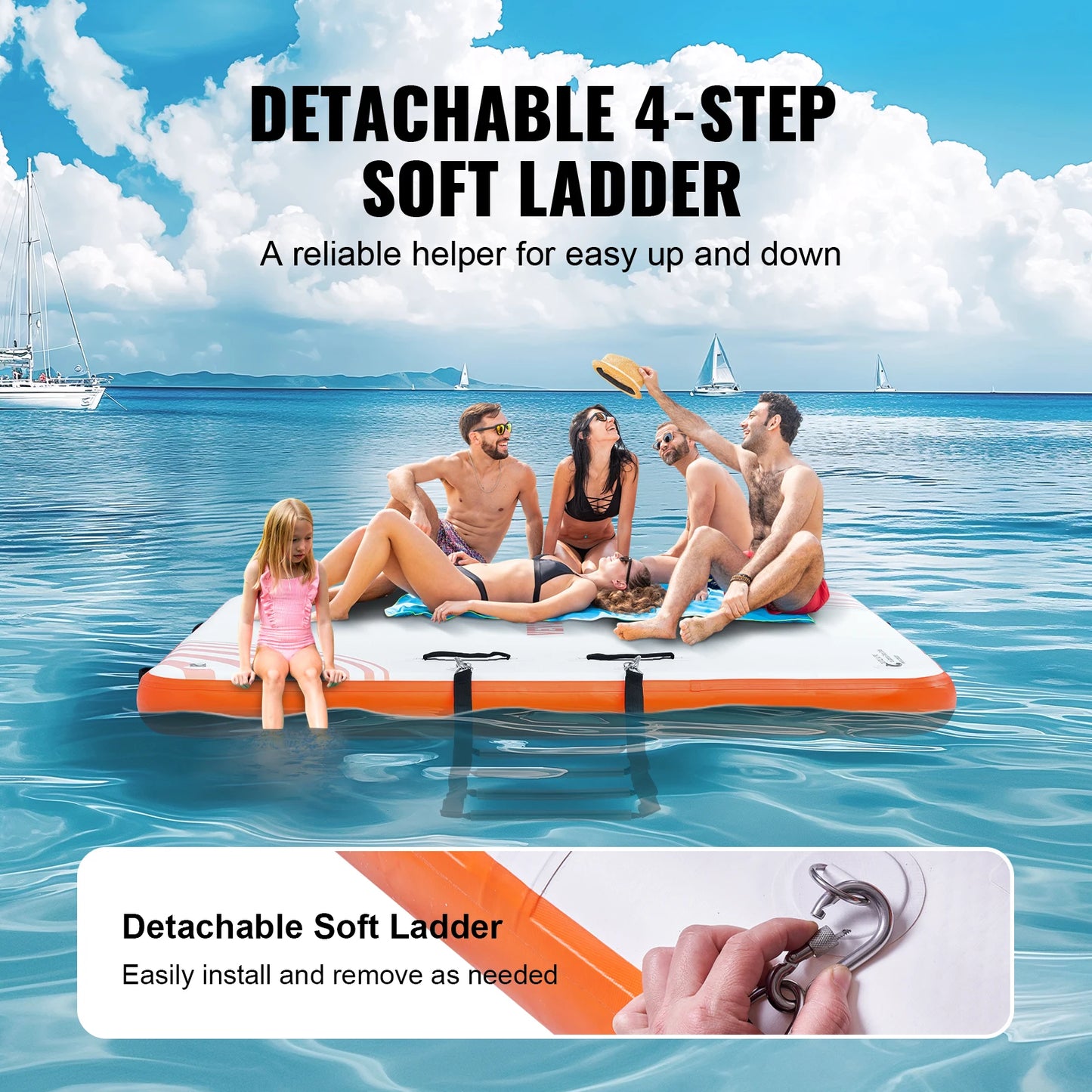 VEVOR Inflatable Floating Dock 10x8FT Non-Slip Water Detachable Ladder Portable Carrying Bag Floating Platform Island Raft
