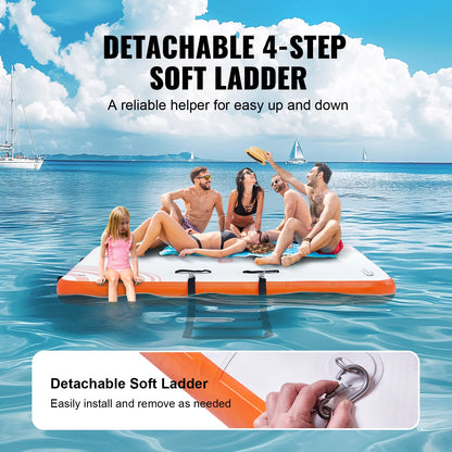 VEVOR Inflatable Floating Dock 10x8FT Non-Slip Water Detachable Ladder Portable Carrying Bag Floating Platform Island Raft