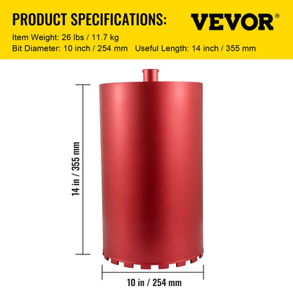 VEVOR Diamond Core Drill Bit 450mm Length 5/4in Universal Thread Hole Cutter for Drilling Concrete Brick Masonry Marble w/ Blade