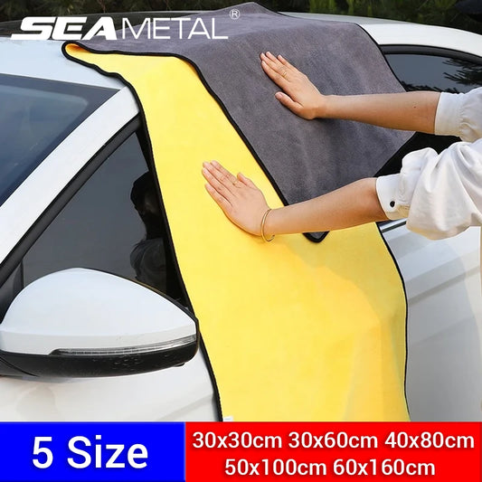 SEAMETAL Microfiber Car Cleaning Towel 600GSM Wash Towels Car Double-Sided Soft Cloth Auto Detailing Care Washing Drying Rags