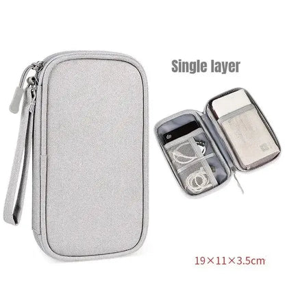 1Pc NEW Travel Organizer Bag Cable Storage Organizers Pouch Carry Case Portable Waterproof Double Layers Storage Bags Cable Cord