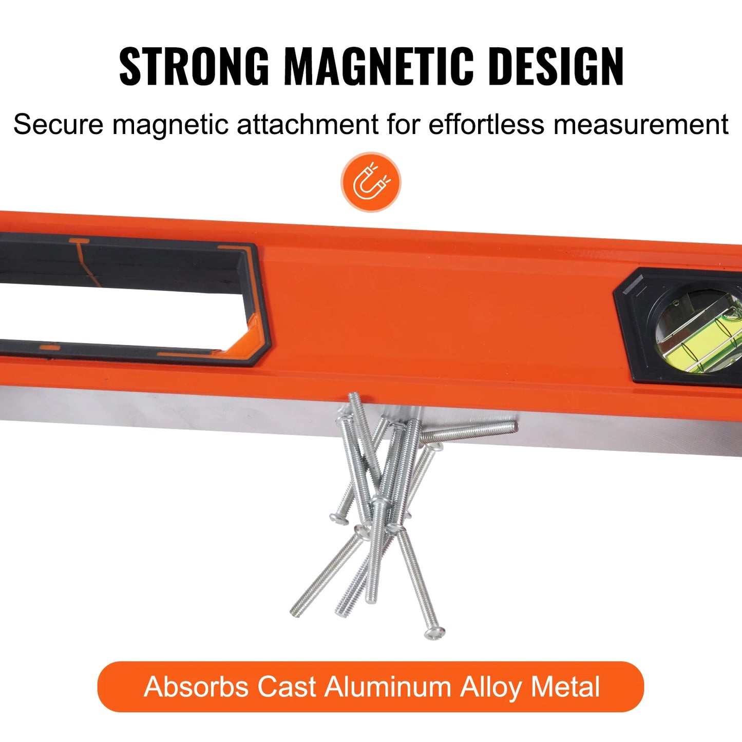 VEVOR Magnetic Torpedo Level 48/24/16/10 in Mechanical Level Set Bubble Vials Ruler for 45/90/180 Degree Aluminum Alloy Leveler