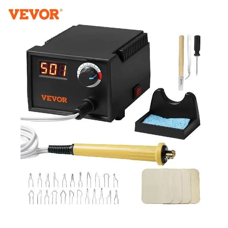VEVOR Wood Burning Tool Kit 200/250~700°C Adjustable Temperature Woodburning Pyrography Pen Machine with 23PC Wire Tips