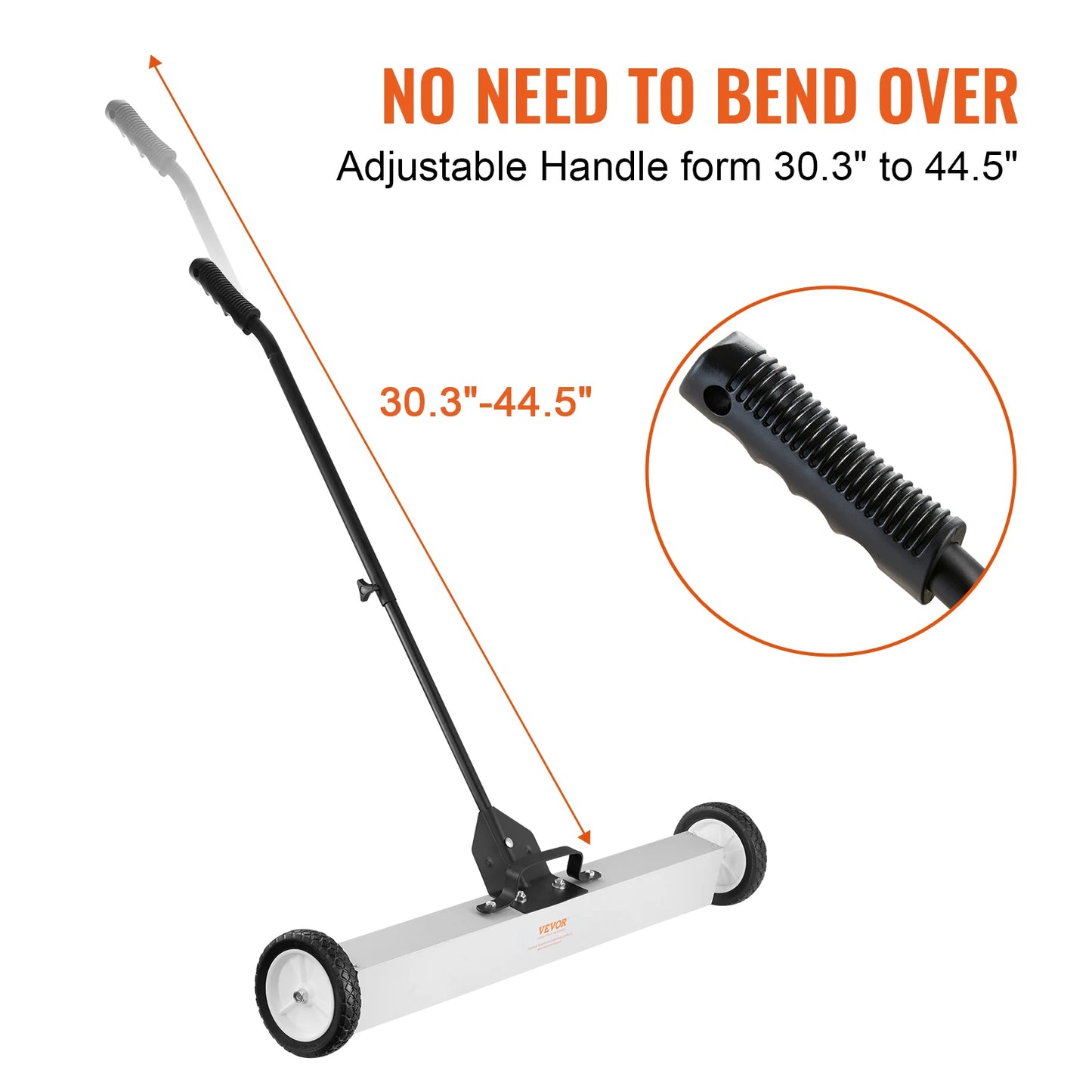 VEVOR Rolling Magnetic Sweeper with Wheels Push-Type Magnetic Pick Up Sweeper Large Magnet Pickup Lawn Telescoping Sweeper