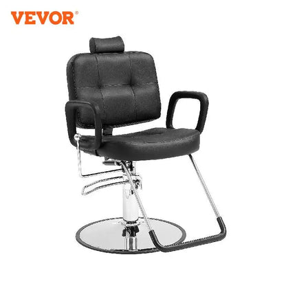 VEVOR Salon Chair Max Load Weight 330 lbs Black 360° Swivel Hair Barber Chair with Footrest for Beauty Spa Shampoo