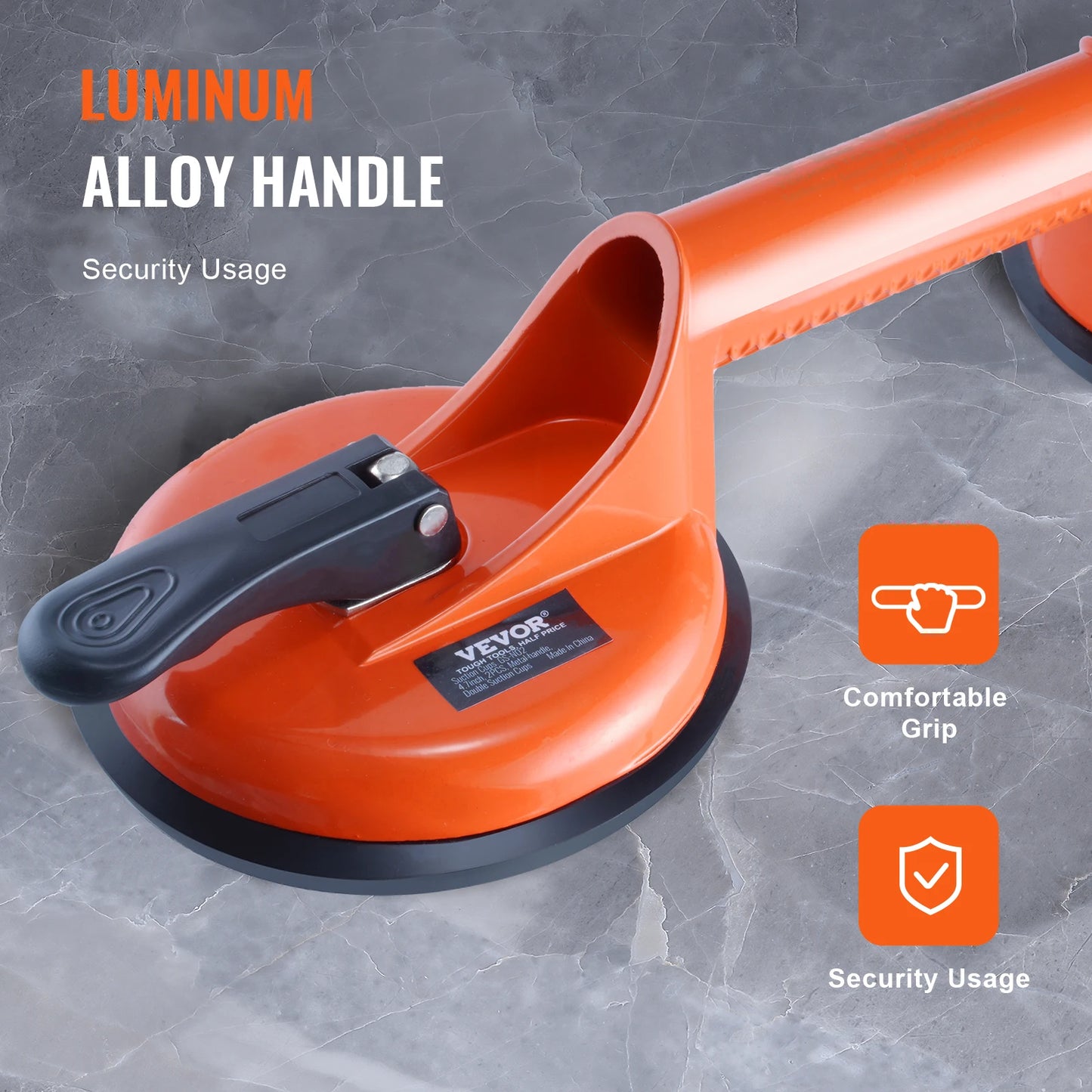 VEVOR 4.7" 2 Pack 330 lbs Glass Vacuum Suction Cup Vacuum with Aluminum Handle for Glass Granite Tile Metal Wood Panel Lifting