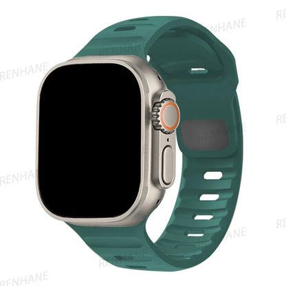 Silicone Band for Apple Watch 49mm 45mm 44mm 41mm 40mm 42mm 38mm Sports Bracelet Correa IWatch Ultra Series 9 8 7 6 5 3 SE Strap