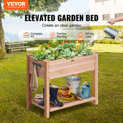 VEVOR Raised Garden Bed 34 x 18 x 30 in Wooden Planter Box Elevated Outdoor Planting Boxes with Legs for Growing Flowers/Herbs