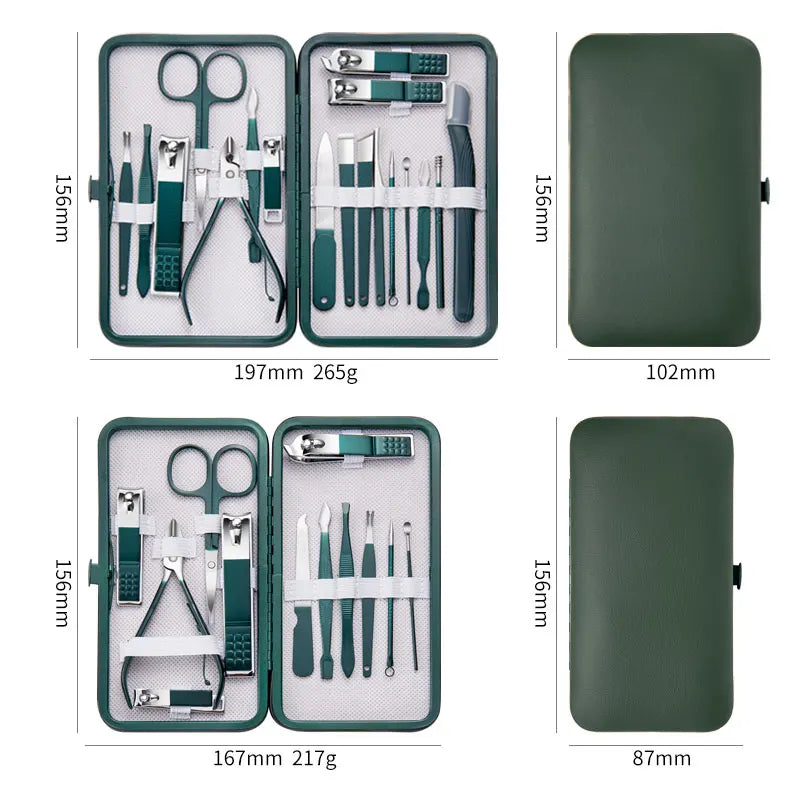 7/10/12/18Pcs Manicure Set Stainless Steel Nail Cutter Fingernail Clippers Trimmer Eyebrow Scissor Tweezers Ear Spoon Facial Car