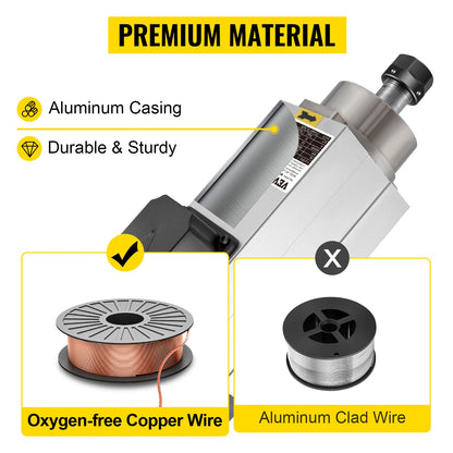 VEVOR Air Cooled Spindle Motor 0.8KW/1.5KW/2.2KW/3KW/ 4KW ER11/ER20/ER25 Collect for CNC Router Engraving Milling Machine Use