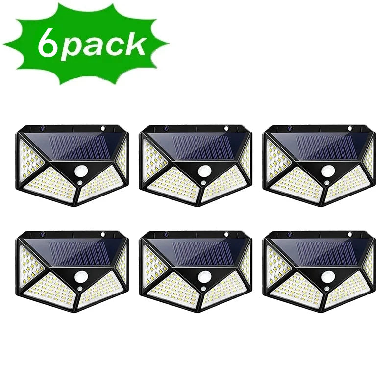 6Pcaks 100 LED Reflectors Solar Lamp Motion Sensor Outdoor Garden Decoration Solar Led Sensor Lighting Waterproof Spotlight